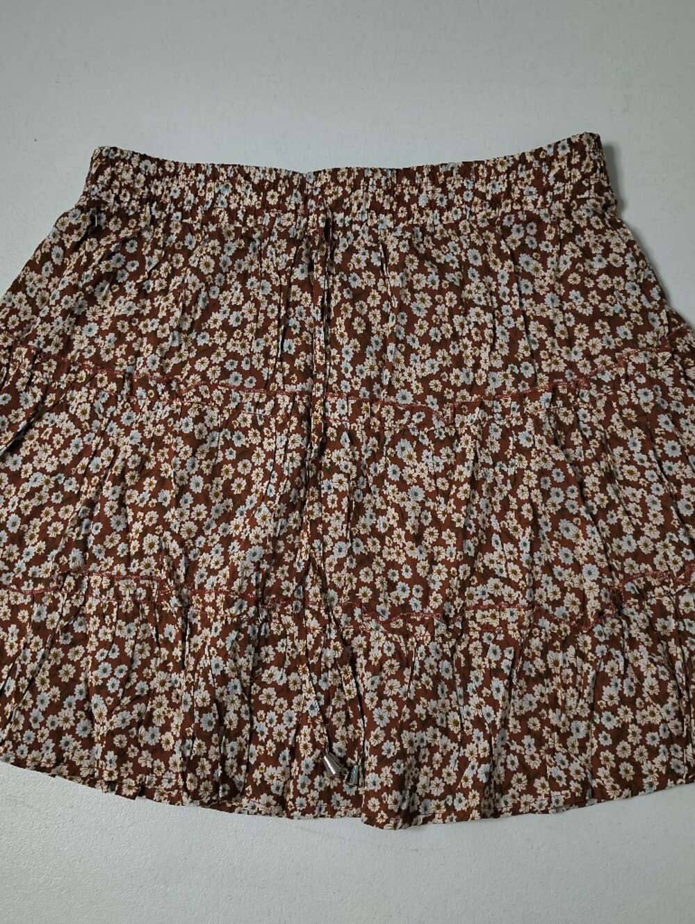 Women’s Brown Floral Tiered Mini Skirt